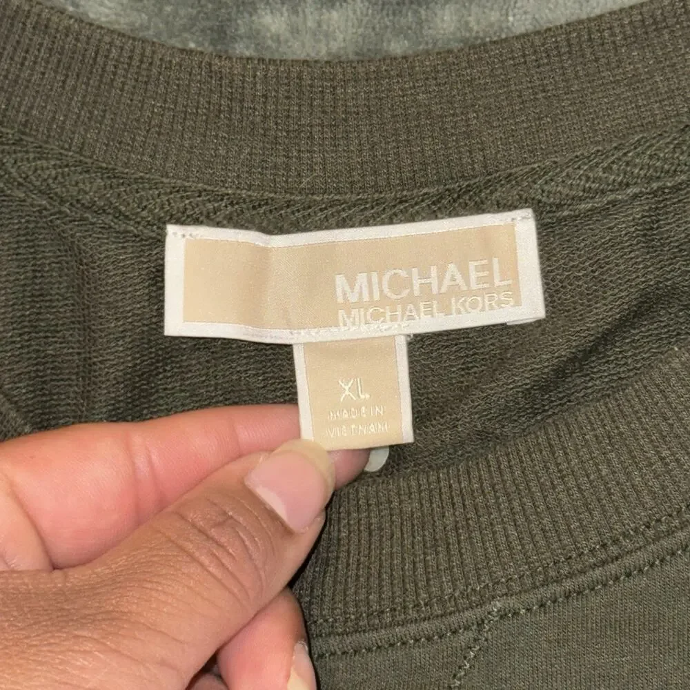 Michael Kors Ivy Green Basics Ruffle‎ Long Sleeve Women's XL Casual Boho